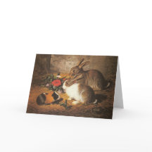 Guinea Pig and Rabbit Greeting Card