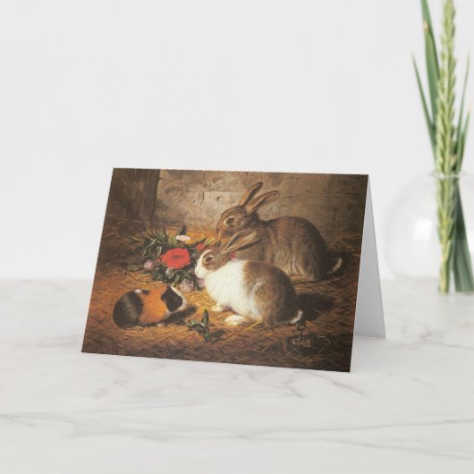 Guinea Pig and Rabbit Greeting Card Kaart (Voorkant)