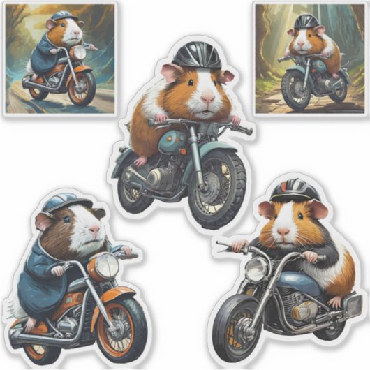 Guinea Pig Biker Friends Multiple Sticker Sheet (Voorkant)