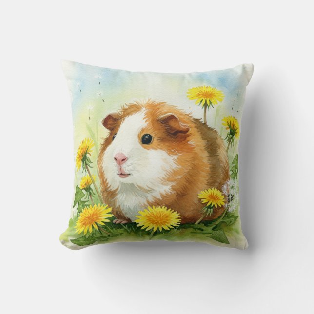 Guinea Pig Cavia Cavy Paardenbloemen Kussen (Voorkant)