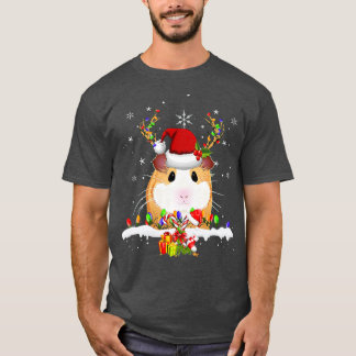 Guinea Pig Christmas Reindeer Christmas Lights T-shirt