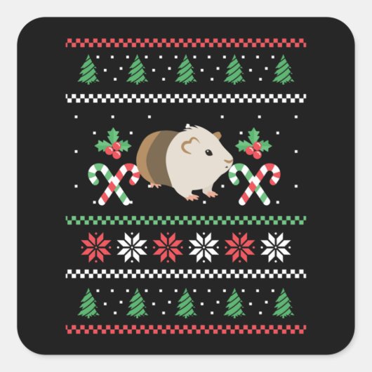 Guinea pig Dad ugly Christmas Vierkante Sticker (Voorkant)