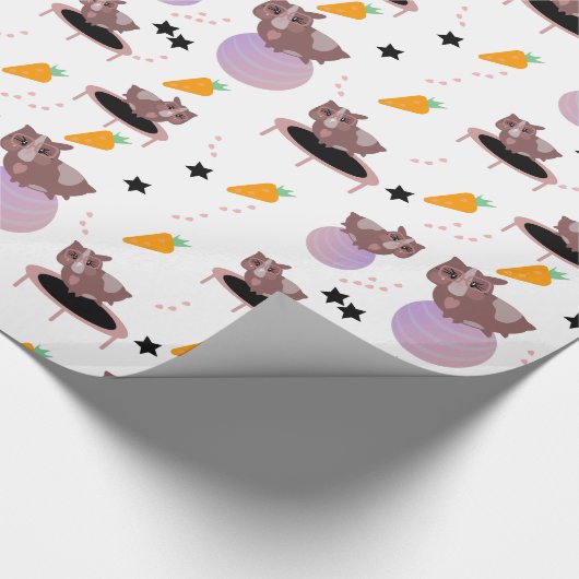 Guinea Pig Fitness Gym Funny Design Cadeaupapier (Hoek)