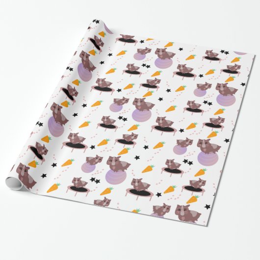 Guinea Pig Fitness Gym Funny Design Cadeaupapier (Uitgerold)