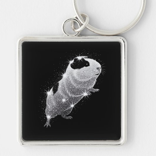 Guinea pig glittering keyring sleutelhanger (Voorkant)