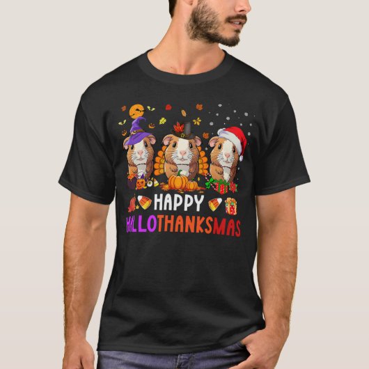 Guinea Pig Halloween Merry Christmas Happy HalloTh T-shirt (Voorkant)