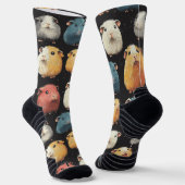 Guinea Pig Hamster Krijt Tekening Patroon Zwart Sokken (Gebogen)