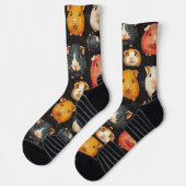 Guinea Pig Hamster Krijt Tekening Patroon Zwart Sokken (Links)