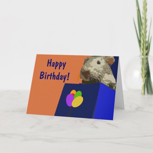Guinea Pig Happy Birthday Kaart (Voorkant)