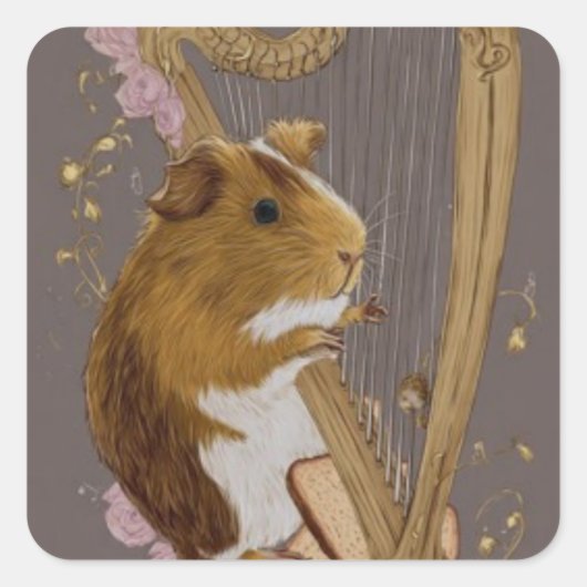 Guinea Pig Harpist Sticker  (Voorkant)