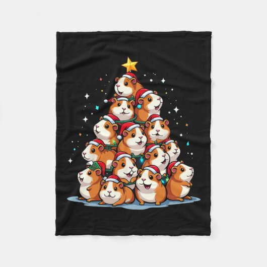 Guinea Pig Kerstboom Grappig Cavy Vakantie Fleece Deken (Voorkant)