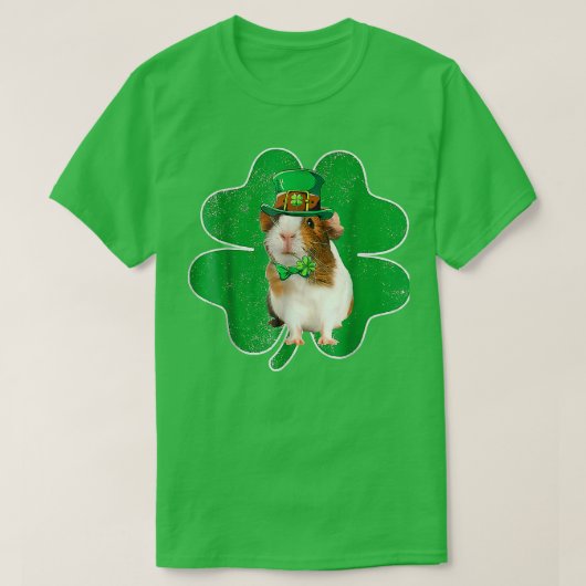 Guinea Pig Leprechaun Hat & Shamrock Irish St Patr T-shirt (Design voorkant)