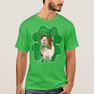 Guinea Pig Leprechaun Hat & Shamrock Irish St Patr T-shirt