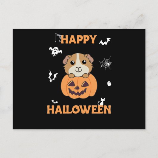 Guinea Pig Pumpkin Sweet Animals Happy Halloween Briefkaart (Voorkant)