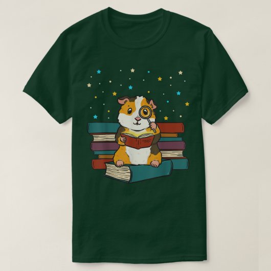 Guinea Pig Reading Books Gift Librarian Nerd Book T-shirt (Design voorkant)