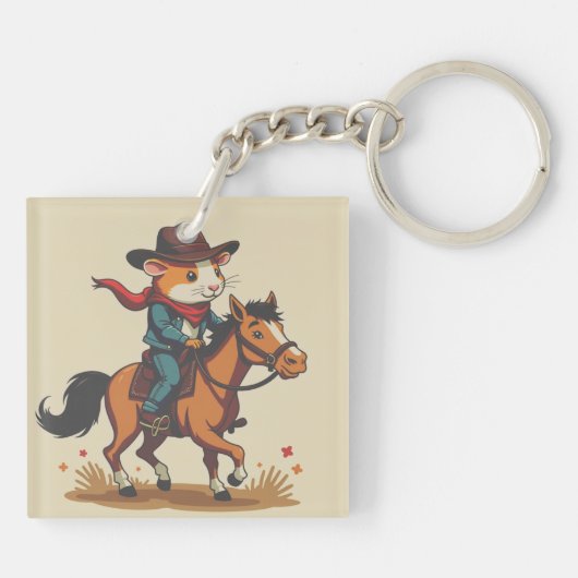 Guinea Pig Riding A Horse Sleutelhanger (Achterkant)