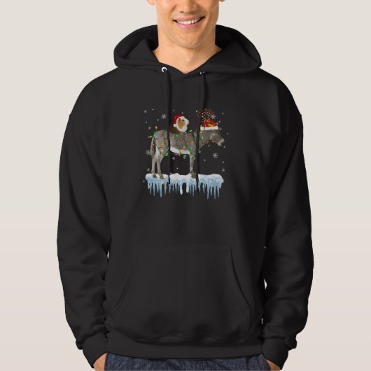 Guinea Pig Riding Donkey Reindeer Santa Christmas Hoodie (Voorkant)