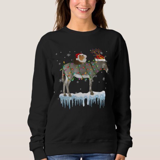 Guinea Pig Riding Donkey Reindeer Santa Christmas  Trui (Voorkant)