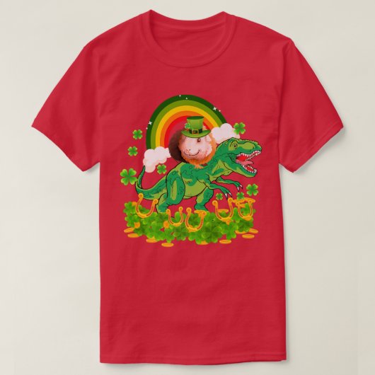 Guinea Pig Wearing Irish Hat Riding Dinosaur T Re T-shirt (Design voorkant)