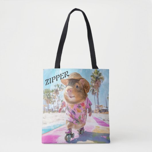 Guinea Pig Zipper In Pink With Style & Sass  Tote Bag (Voorkant)