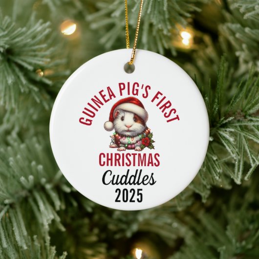 Guinea Pig's First Christmas 2025 Keramisch Ornament (Boom)