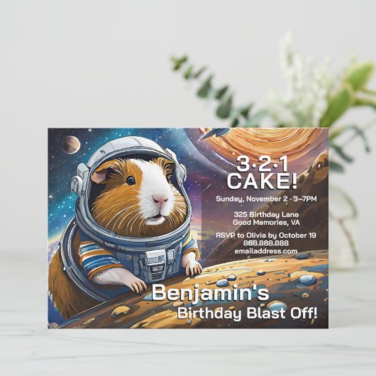 Guinea Pigs in Space, Countdown to Cake Birthday I Kaart (Staand voorkant)