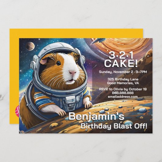Guinea Pigs in Space, Countdown to Cake Birthday I Kaart (Voorkant / Achterkant)
