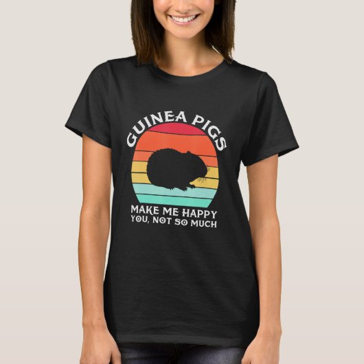 Guinea Pigs Make Me Happy Sunset Retro Guinea Pig T-shirt (Voorkant)