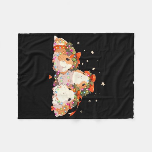 Guinea Pigs Tangled Up In Christmas Lights Guinea  Fleece Deken (Voorkant (Horizontaal))