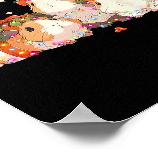 Guinea Pigs Tangled Up In Christmas Lights Guinea  Poster (Hoek)