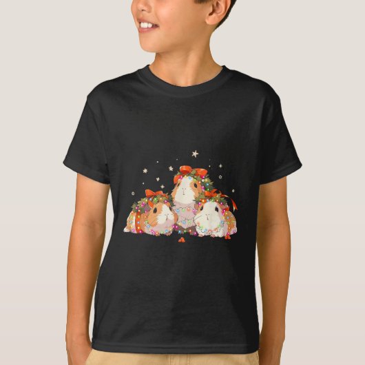 Guinea Pigs Tangled Up In Christmas Lights Guinea  T-shirt (Voorkant)