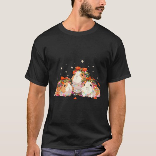 Guinea Pigs Tangled Up In Christmas Lights Guinea T-shirt (Voorkant)