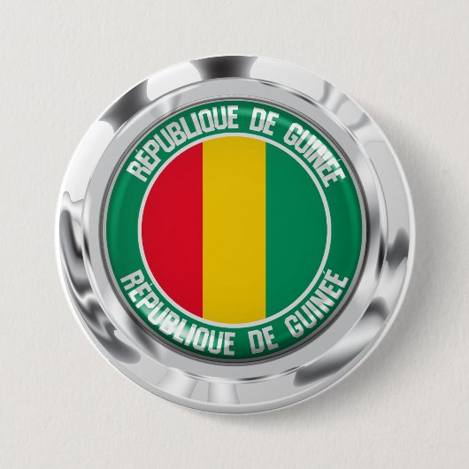Guinea Round Emblem Ronde Button 7,6 Cm (Voorkant)