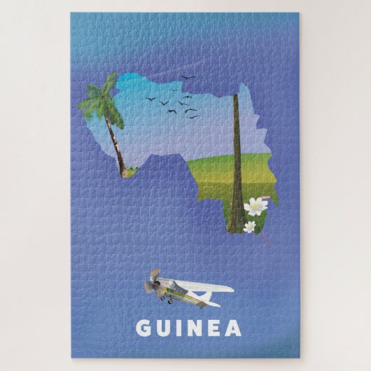 Guinea Zuid-Afrika Ski-posterprint. Legpuzzel (Verticaal)
