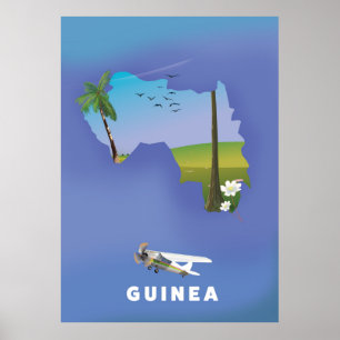 Guinea Zuid-Afrika Ski-posterprint. Poster