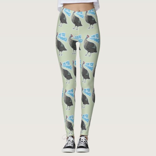 Guineafowl Funny loud bird cartoon Leggings (Voorkant)