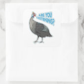 Guineafowl Funny loud bird cartoon Vierkante Sticker (Tas)