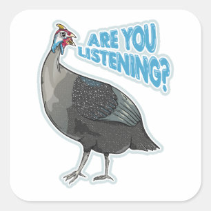 Guineafowl Funny loud bird cartoon Vierkante Sticker