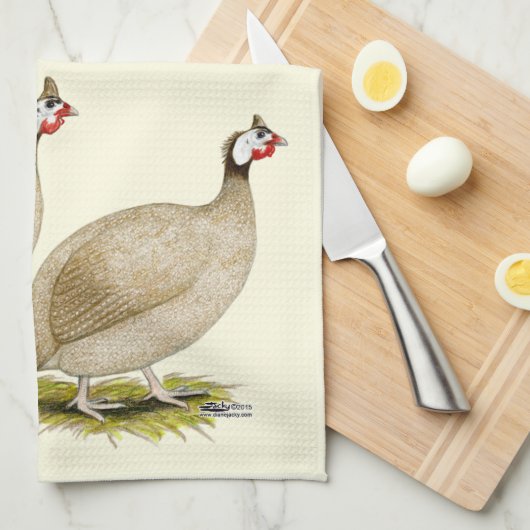 Guineas Buff Dundotte Fowl Theedoek (Quarter Fold)