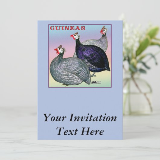 Guineas Three Fowl Kaart (Staand voorkant)