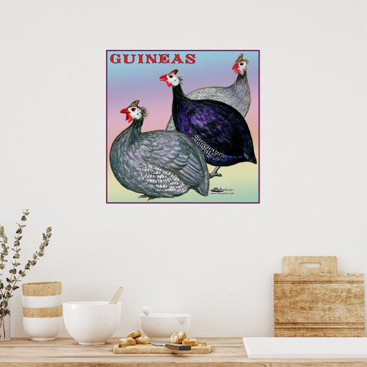 Guineas Three Fowl Poster (Keuken)