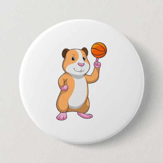 Guinee als Basketball-speler met Basketball.pn Ronde Button 7,6 Cm (Voorkant)