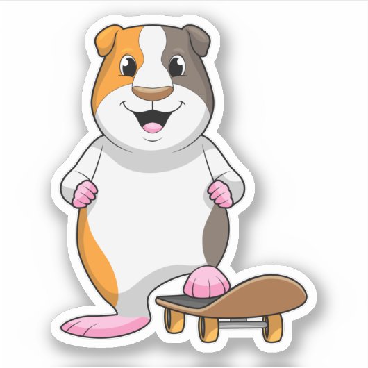 Guinee als Skater met skateboard Sticker (Voorkant)