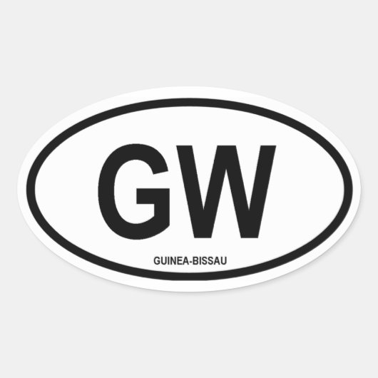 Guinee-Bissau "GW" Ovale Sticker (Voorkant)