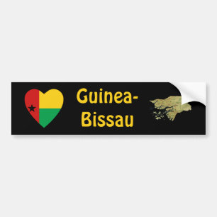 Guinee-Bissau Hart Vlag + Landkaart Bumpersticker