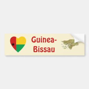 Guinee-Bissau Hart Vlag + Landkaart Bumpersticker