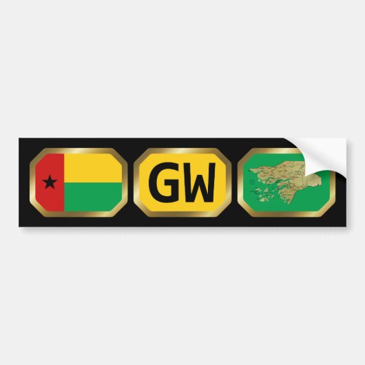 Guinee-Bissau Vlag Kaart Code Bumpersticker (Voorkant)