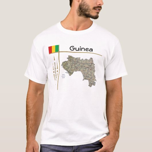 Guinee-Conakry-kaart + vlag + titel T-shirt (Voorkant)
