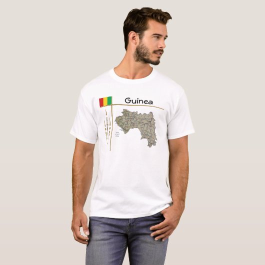 Guinee-Conakry-kaart + vlag + titel T-shirt (Voorkant volledig)