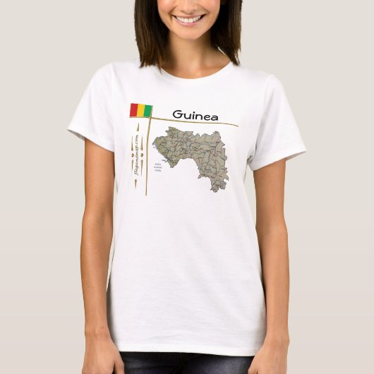 Guinee-Conakry-kaart + vlag + titel T-shirt (Voorkant)